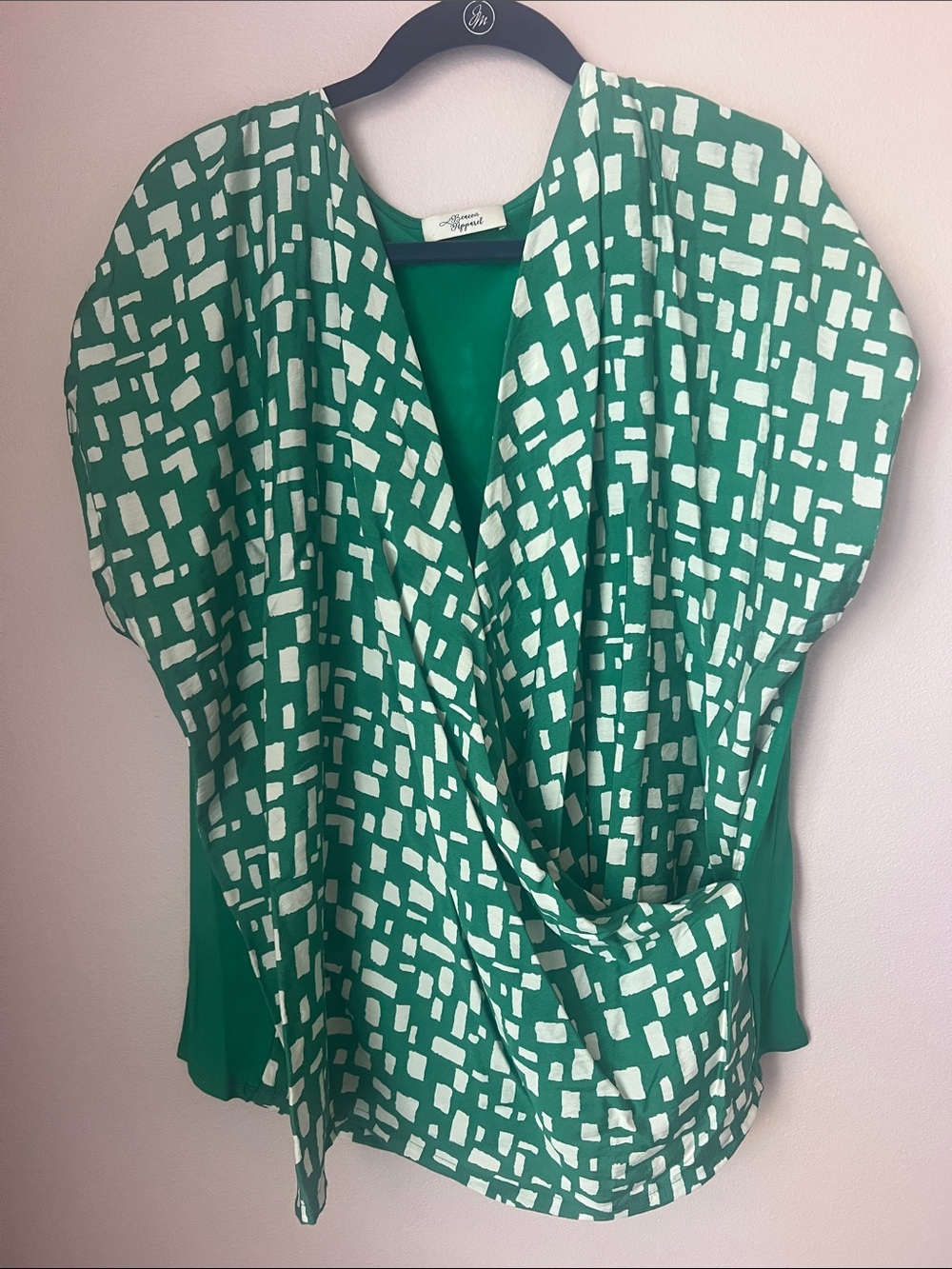 Green Printed Draped Blouse by Beacon